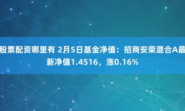 股票配资哪里有 2月5日基金净值：招商安荣混合A最新净值1.4516，涨0.16%