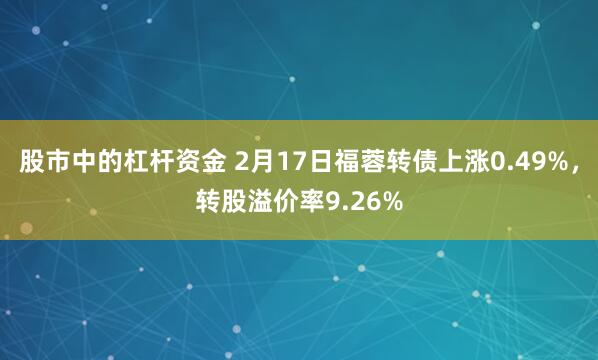股市中的杠杆资金 2月17日福蓉转债上涨0.49%，转股溢价率9.26%