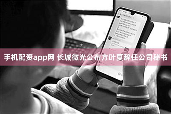 手机配资app网 长城微光公布方叶夏辞任公司秘书