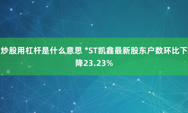 炒股用杠杆是什么意思 *ST凯鑫最新股东户数环比下降23.23%